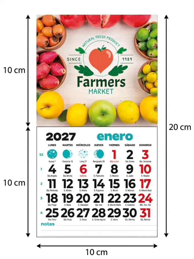 [P-10100147] Calendario nevera iman 10 cm. personalizado (10x10 cm, Sin plastificado, Grapado)