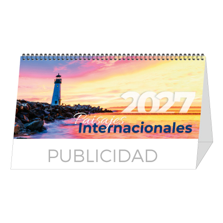 [SE50] Calendario sobremesa Wire-O grande 22,5 cm (Mensual 7 H, Paisajes Internacionales)